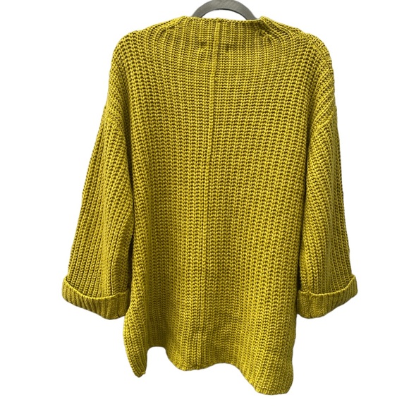 Listicle Ribbed Knit Chunky Green Mock Turtleneck 3/4 Sleeve Sweater - Picture 8 of 10